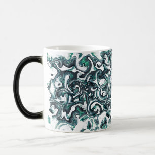 Liquid Crystal and Concrete turquoise black swirls Magic Mug