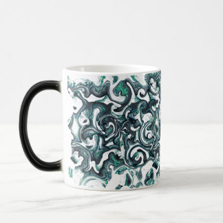 Liquid Crystal and Concrete turquoise black swirls Magic Mug