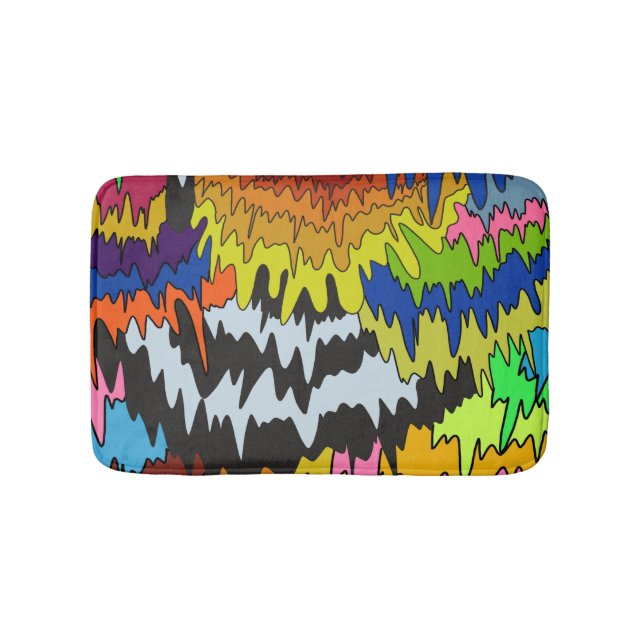 Liquid Drip Colourful Groovy Stripe Trippy Pattern Bath Mat (Front)