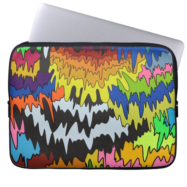 Liquid Drip Colourful Groovy Stripe Trippy Pattern Laptop Sleeve (Front)