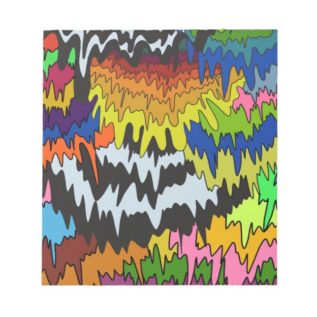 Liquid Drip Colourful Groovy Stripe Trippy Pattern Notepad (Front)
