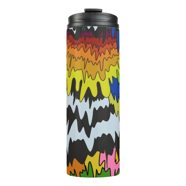 Liquid Drip Colourful Groovy Stripe Trippy Pattern Thermal Tumbler (Front)