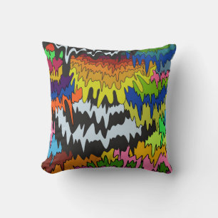 Liquid Drip Colourful Groovy Stripe Trippy Pattern Throw Pillow
