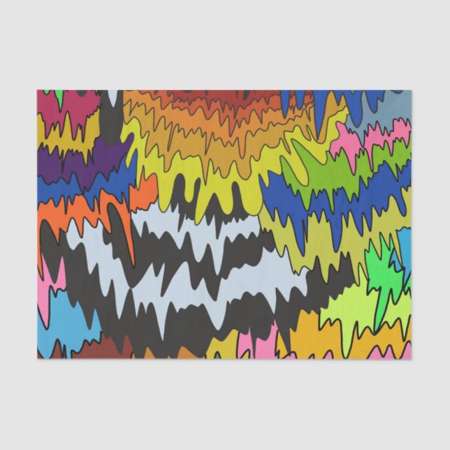Liquid Drip Colourful Groovy Stripe Trippy Pattern Tissue Paper (Front)