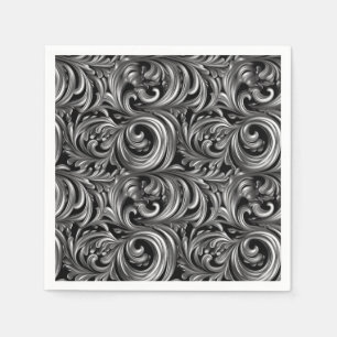 Liquid Elegance - Metallic Black liquid pattern Napkin