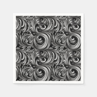 Liquid Elegance - Metallic Black liquid pattern Napkin