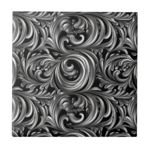 Liquid Elegance - Metallic Black liquid pattern Tile