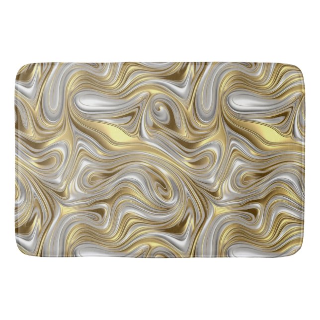 Liquid Elegance - Metallic liquid pattern Bath Mat (Front)