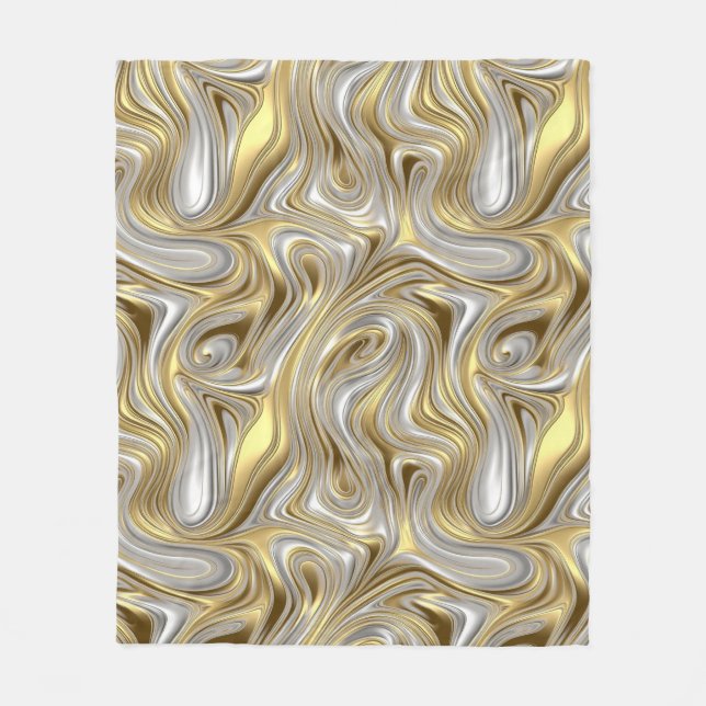 Liquid Elegance - Metallic liquid pattern Fleece Blanket (Front)