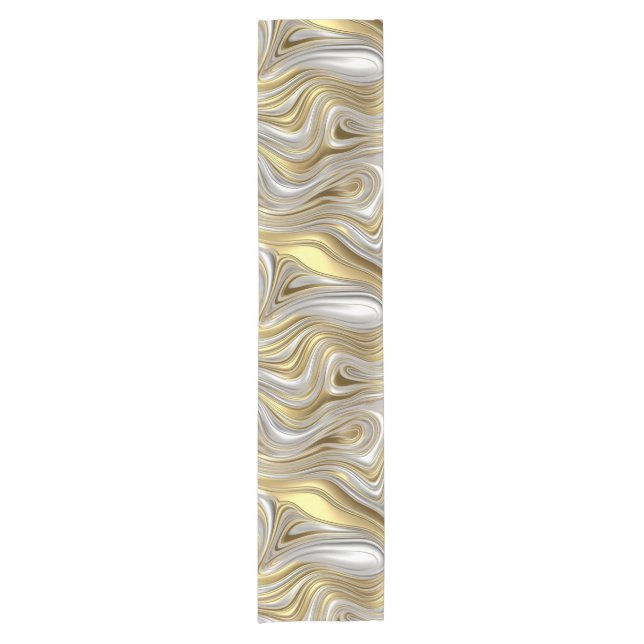 Liquid Elegance - Metallic liquid pattern Short Table Runner (Front)