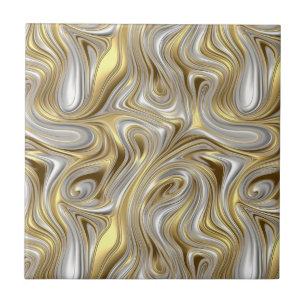 Liquid Elegance - Metallic liquid pattern Tile