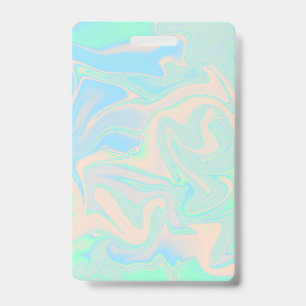 Liquid faux holographic iridescent texture badge