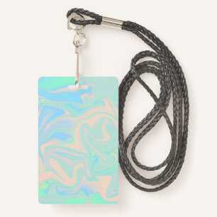 Liquid faux holographic iridescent texture badge