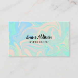 Liquid faux holographic iridescent texture business card