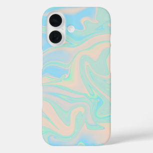 Liquid faux holographic iridescent texture iPhone 16 case