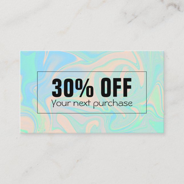Liquid faux holographic iridescent texture discount card (Front)