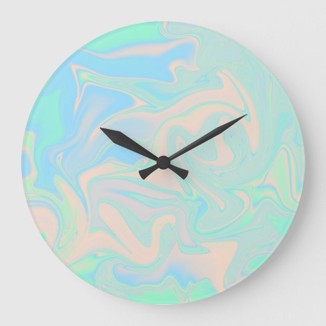 Liquid faux holographic iridescent texture large clock (Front)