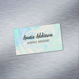 Liquid faux holographic iridescent texture 	Magnetic business card