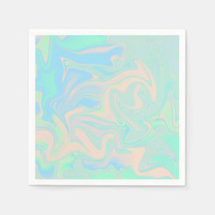 Liquid faux holographic iridescent texture napkin