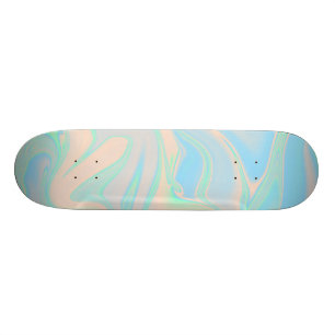 Liquid faux holographic iridescent texture skateboard