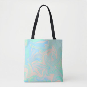 Liquid faux holographic iridescent texture tote bag