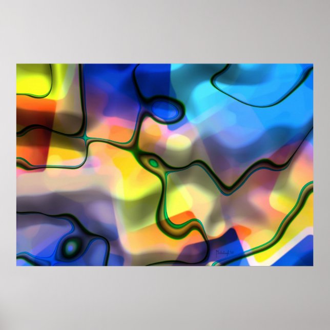 Liquid forms - colourful abstract art poster (Front)