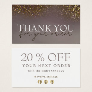 Liquid glitter thank you discount card
