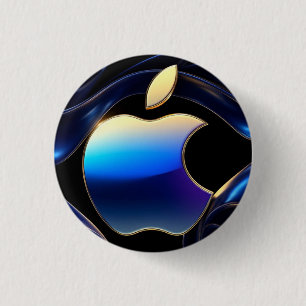 🍎 Liquid Gold Apple Glam Statement ✨ 1 Inch Round Button