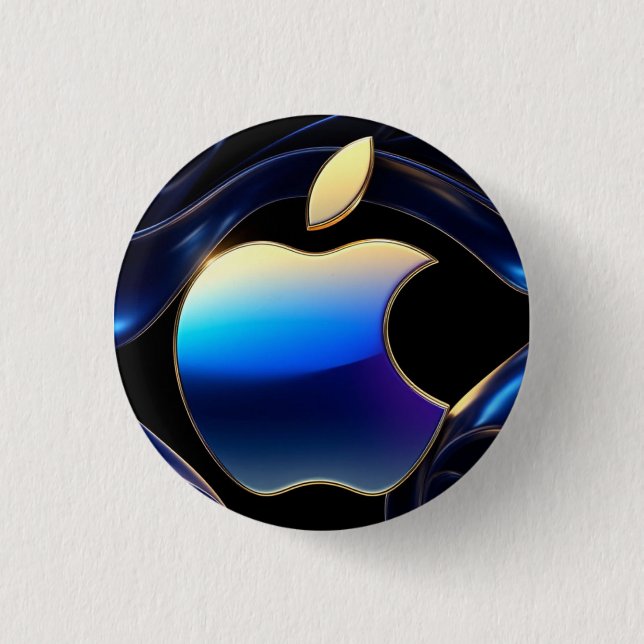 🍎 Liquid Gold Apple Glam Statement ✨ 1 Inch Round Button (Front)