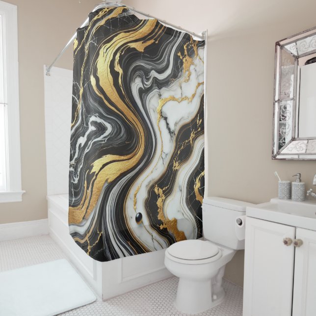 Liquid Gold Black White Marble Look Glam  (In Situ)
