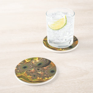 Liquid Gold Fractal Dream Coaster