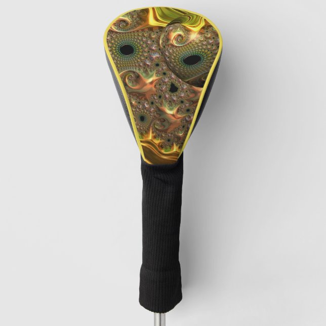 Liquid Gold Fractal Dream  Golf Head Cover (Front)