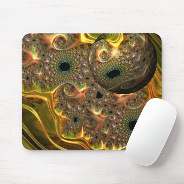 Liquid Gold Fractal Dream  Mouse Pad (With Mouse)