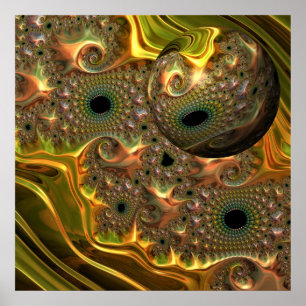 Liquid Gold Fractal Dream Poster