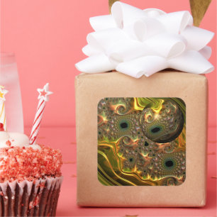 Liquid Gold Fractal Dream Square Sticker