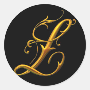 Liquid Gold L monogram Classic Round Sticker