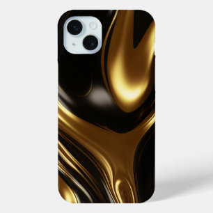 Liquid Gold shiny metallic swirl iPhone 15 Mini Case