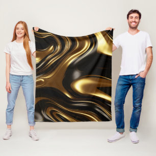 Liquid Gold shiny metallic swirl Fleece Blanket