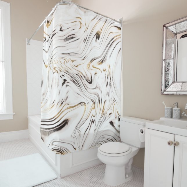 Liquid Gold Silver Black Marble #1 (In Situ)