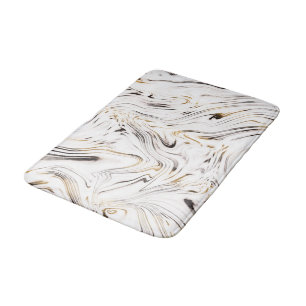 Liquid Gold Silver Black Marble #1 Bath Mat