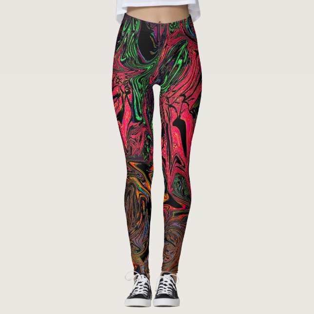 Liquid Graffiti Red Leggings (Front)