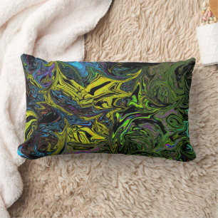 Liquid Graffiti Yellow Lumbar Pillow