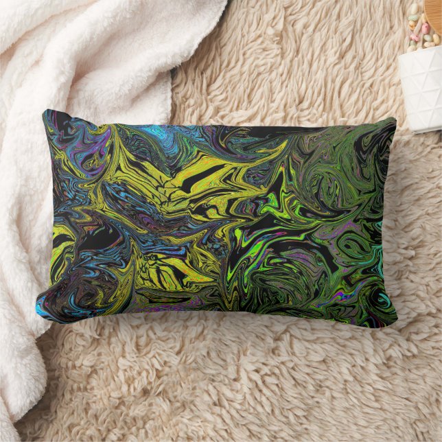 Liquid Graffiti Yellow Lumbar Pillow (Blanket)