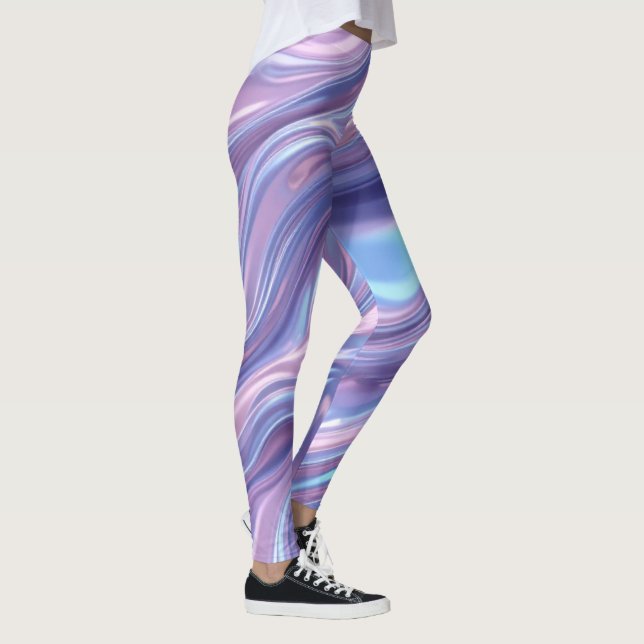 Liquid Holographic Flow – Seamless Abstract  Leggings (Right)