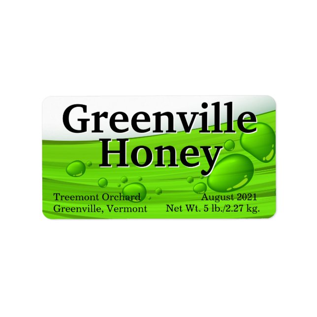 Liquid Honey Jar Packaging Label (Front)