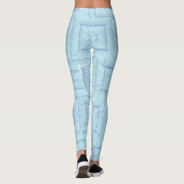 Liquid Ice Luxe – Futuristic Aqua Pattern Leggings (Back)