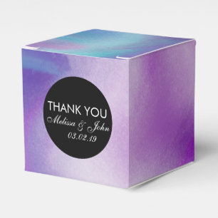 Liquid Ink Colourful Purple Marble Swirl Thank You Favor Box