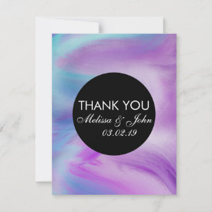 Liquid Ink Colourful Purple Marble Swirl Thank You RSVP Card