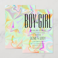 Liquid Iridescent Gender Reveal He or She 