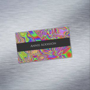 Liquid iridescent rainbow texture 	Magnetic business card